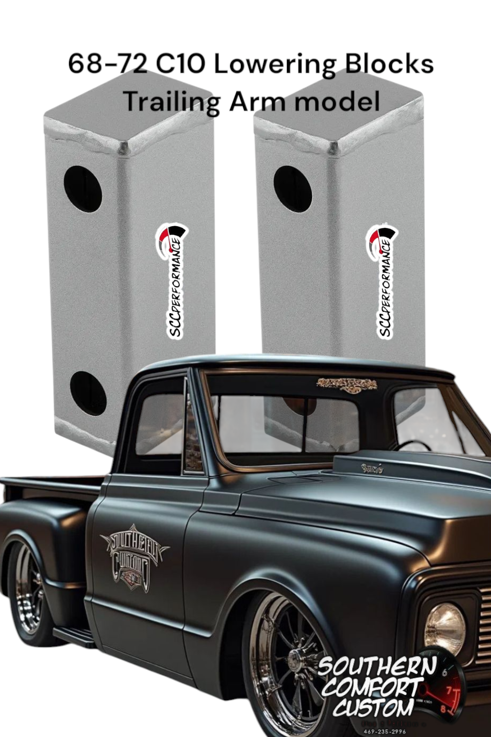 Rear Drop Kit 3 Lowering Blocks compatible for Chevy GMC C10 1963-1972