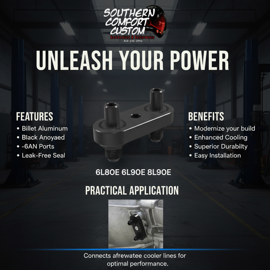 6L80E 6L90E Transmission Oil Cooler Line Manifold Adapter 6AN Fittings Seal
Specification & Features: