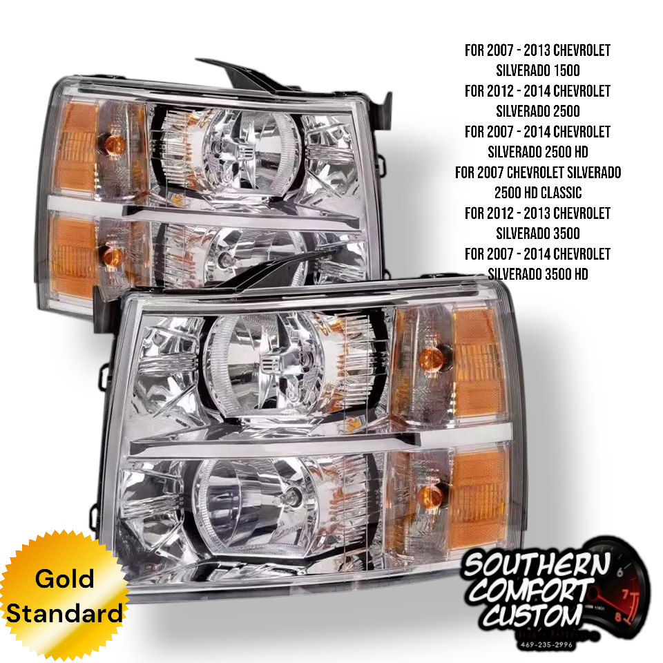 Headlights for 2007 - 2013 Chevrolet Silverado 1500
For 2012 - 2014 Chevrolet Silverado 2500
For 2007 - 2014 Chevrolet Silverado 2500 HD
Fo