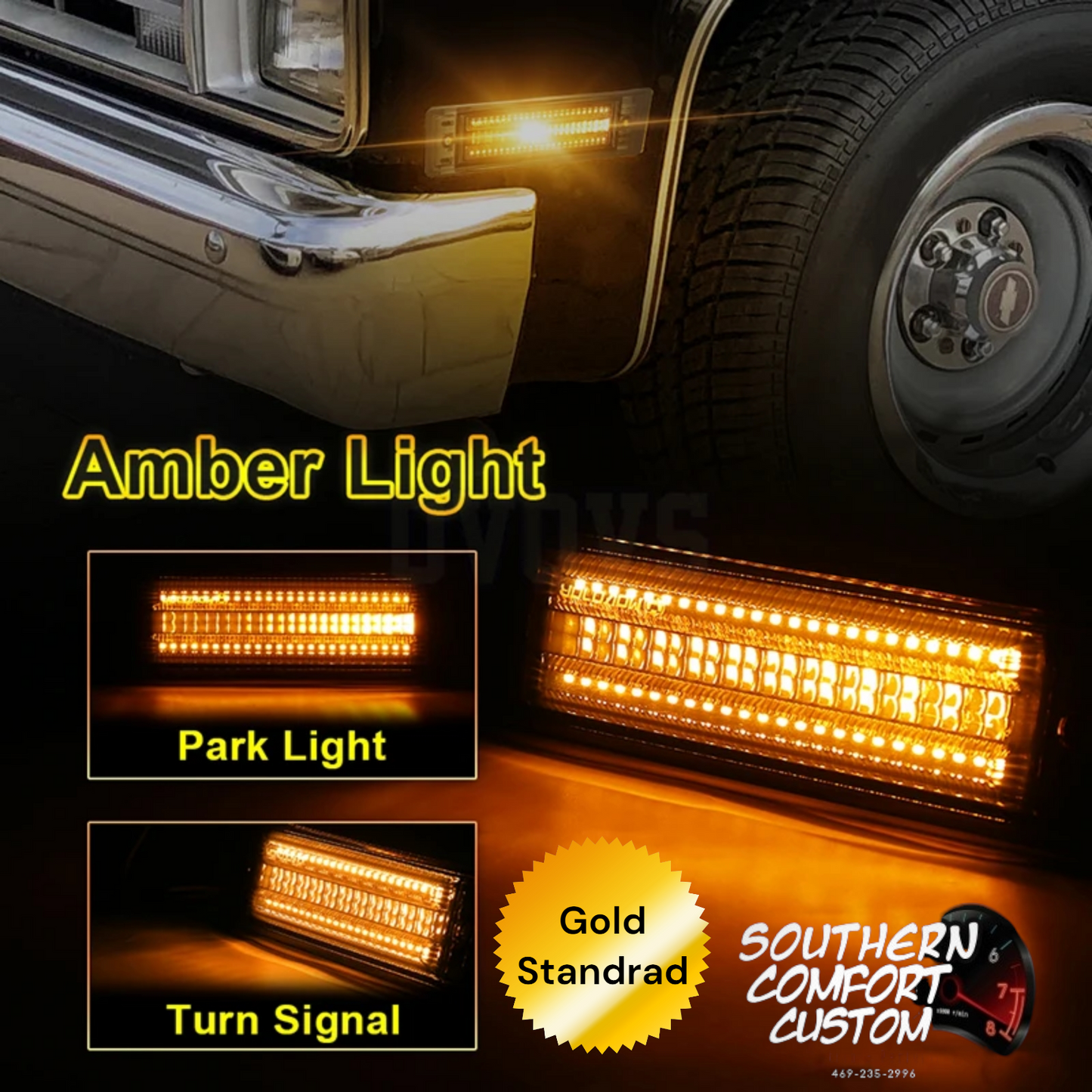 Smoked Lens Fender Led Side Marker Application
1981-1991 GMC 1500 ,2500,C10 C20,C30, 1987-1991 Chevy Blazer, 1981-1986 Chevy K5 Blazer